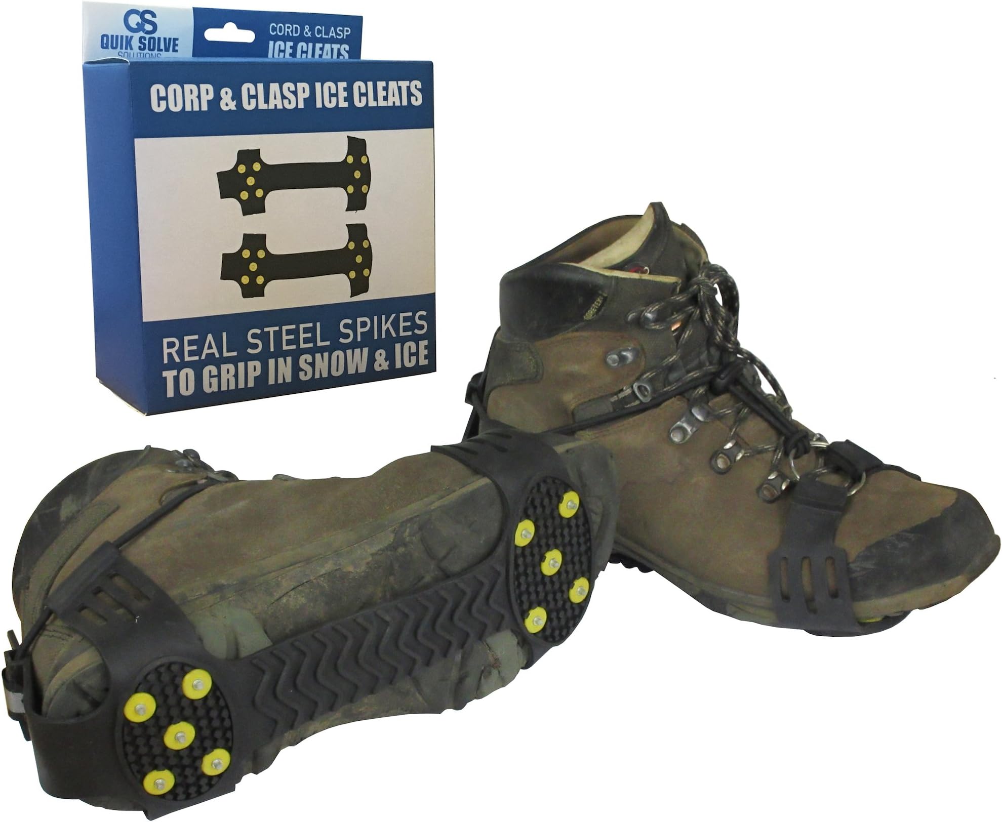 Quik Solve Snow Ice Traction Shoe Boot Cleats - Walking Grip Spikes