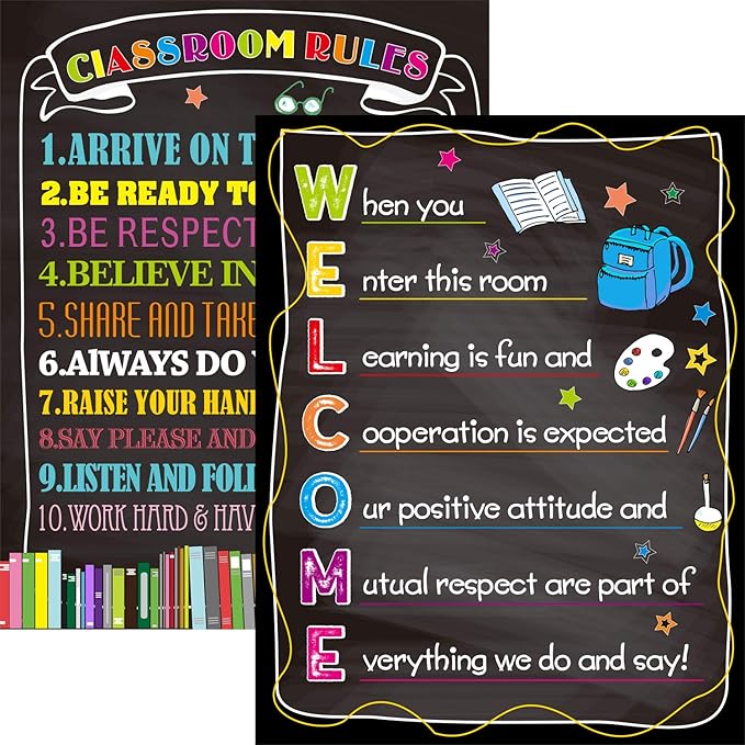 Amazon Classroom Poster Set Decorations Welcome Back To School 
