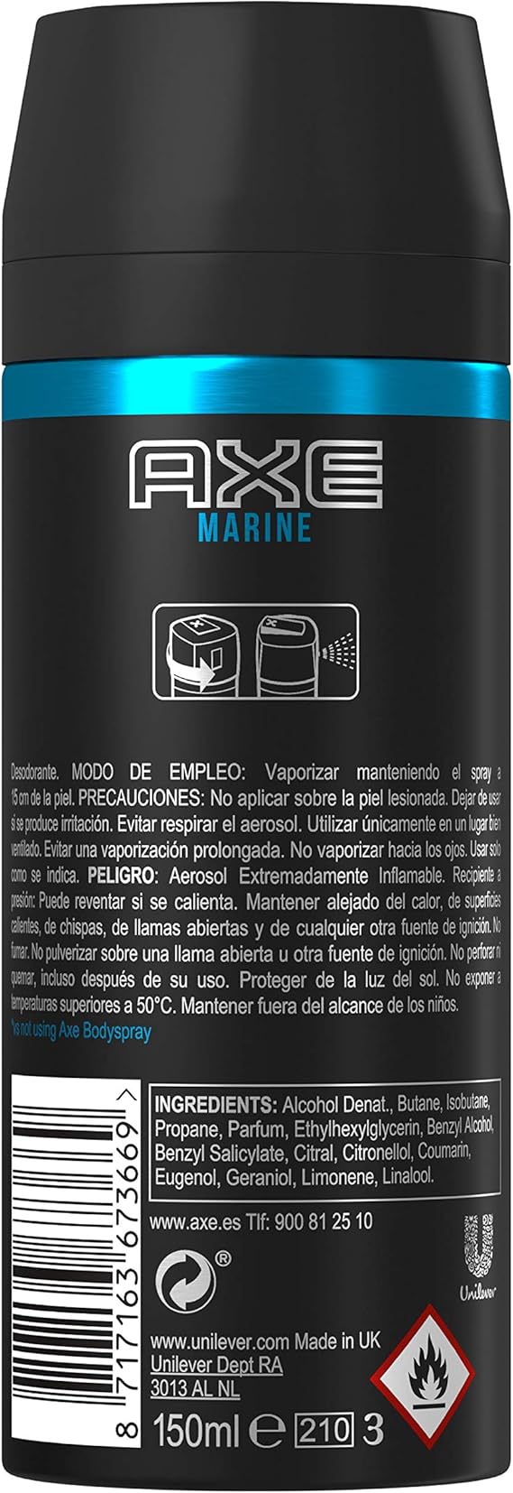 AXE Desodorante Bodyspray Marine - 150 ml: Amazon.es: Salud y ...