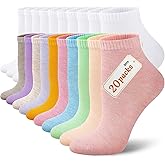 LITERRA 20 Pairs Women's Ankle Socks - Bulk Value Pack, Breathable Casual Basic Athletic Socks for Women Size 5-10/10-13
