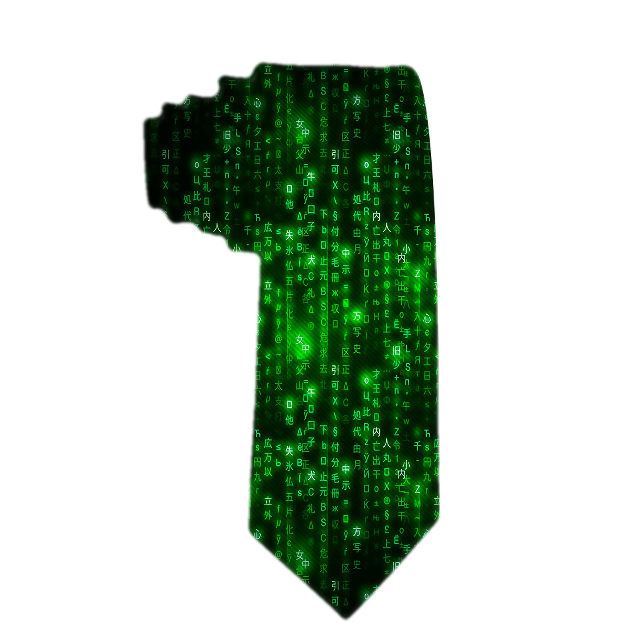 Photo 1 of SARA NELL Men's Classic Woven Business Tie Silk Necktie Green Matrix Symbols Digital Binary Code On Dark Neck Ties