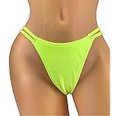 G-String Thong V- String Thong Neon Yellow Double Strappy Thong Mini Micro Panty Rave Outfits Clubwear Skimpy Bikini Beach Panties Tanga Underwear Lingerie Exotic Dancewear Panties"Glow in the Dark"