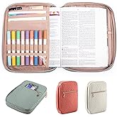 APLUFINE Quilted Bible Cover for Women, Zippered Organizer Bag with Sleeve for Study Supplies, Accessories & Journals, Church Carrying Gift for Girls, Book Carrying Case
