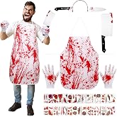 BOARDFEB Halloween Costume for Men, Halloween Butcher Costume Aprons Set | Aprons, Gloves and Horror Stickers for Adults and Teenagers for Halloween