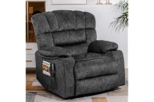 YI DANICA Recliner Chair Massage Heated Modern Ergonomic Lounge Single Sofa Seat Living Room Gravity Recliners Elastic Foam Filling 2 Cup Holders & Side Pocket