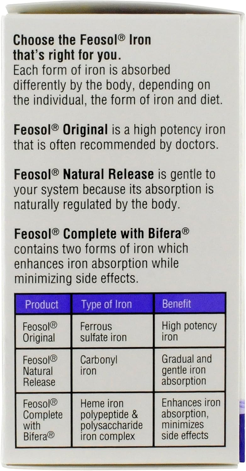 Feosol Complete with Patented Bifera Iron Caplets, 30ct: Health & Personal Care