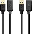 Cable Matters 2 Pack, SuperSpeed USB 3.0 Type A Male to Female Extension Cable in Black 3 Feet