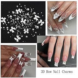 VOTACOS Nail Art Charms White Bow Nail Rhinestones
