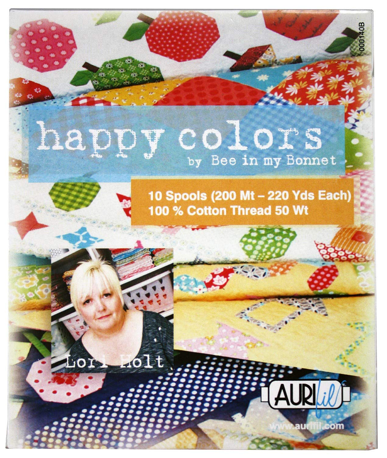 Aurifil Thread Set Happy Colors by Lori Holt 50wt Cotton 10 Small (220 Yard) Spools by Aurifil