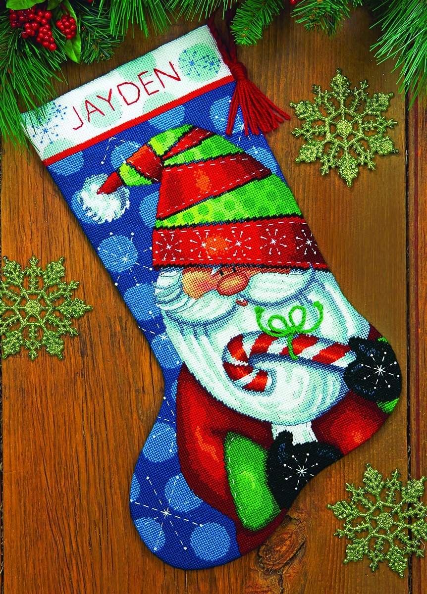 Dimensions Needlepoint Kit: Stocking: Sweet Santa, Canvas, Wool, Cotton, Various, One