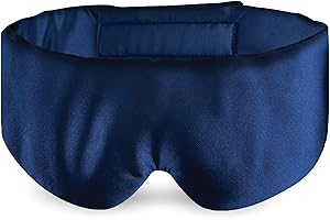 ASUTRA Eye Pillow Wrap for Sleep, Navy | Filled w/Lavender Buds & Flax Seeds, Weighted Eye Mask, Meditation & Light Blocking Blindfold, Covers Ears
