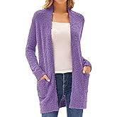 GRACE KARIN Long Cardigan Sweaters for Women, Open Front Fuzzy Winter Coat, Chunky Knit Winter Clothing with Pockets
