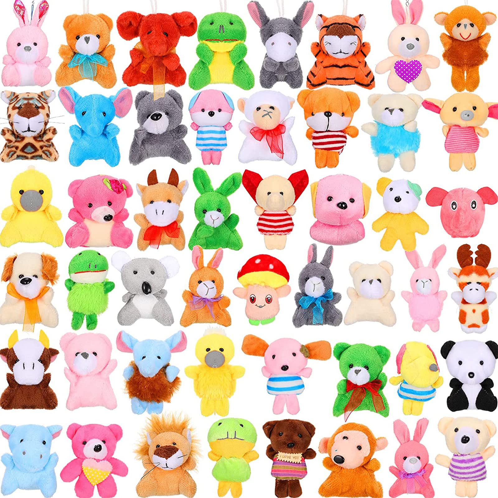 Photo 1 of Skylety 30 Pcs Mini Stuffed Animals Bulk Cute Safari Jungle Small Plush Animals Toy Set Tiny Plush Keychain Decoration for Easter Party Favor Carnival Classroom Prizes(Cartoon Animals,Bright Color)
