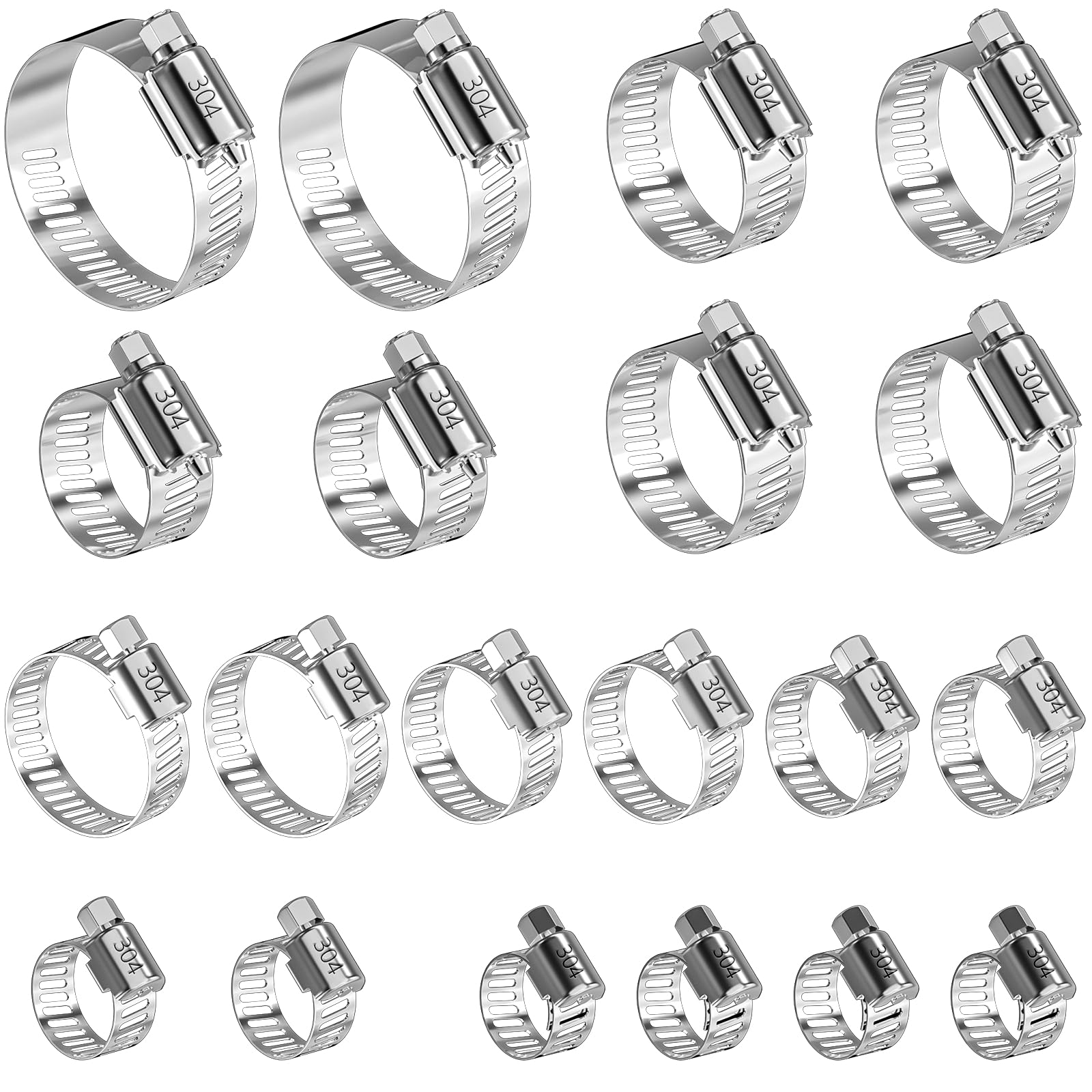 Photo 1 of 20 Pcs Stainless Steel Hose Clamps Assortment Kit, 1/4" to 2" Adjustable Metal Clamps – Heavy-Duty for Radiators, Automotive, Plumbing, and Fuel Lines