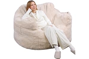 WLIVE Giant Bean Bag Chair, Bean Bag Sofa with Armrests for Adults, Bean Bag Couch with High-Density Memory Foam for Livingroom, Bedroom, Beige