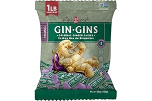 GIN GINS Original Ginger Chews – Natural Fresh Ginger Candy by The Ginger People – Individually Wrapped Healthy Candy – Original Flavor – Large 1 lb Bag (16oz) – Pack of 1