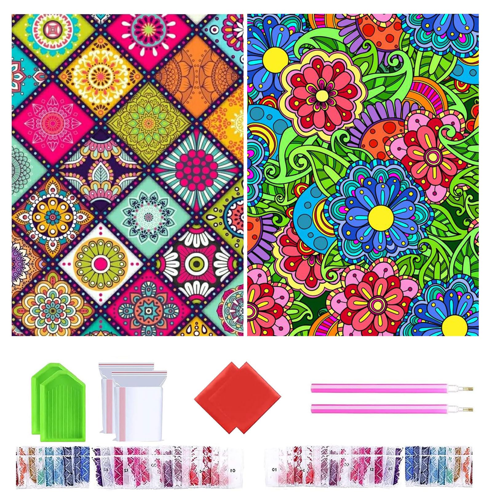 2枚ダイヤモンドアート キット 5D ダイアモンドアート セットドラゴン 塗装全面貼り付けダイアモンドビーズ絵画キット DIY手作り絵画 手芸キット モザイクアート ハンドメイド かわいい 芸術品 装飾 ダイヤモンド塗装 立体画面 壁掛け ツール30x40cm (スタイル２) の商品画像