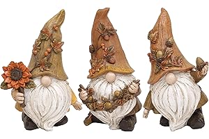 Valery Madelyn Fall Decorations for Home Gnomes Decor, Set of 3 Resin Autumn Decorations Garden Gnomes Figurines for Indoor Outdoor Table Desktop Office Halloween Thanksgiving Decorations 5.5Inch