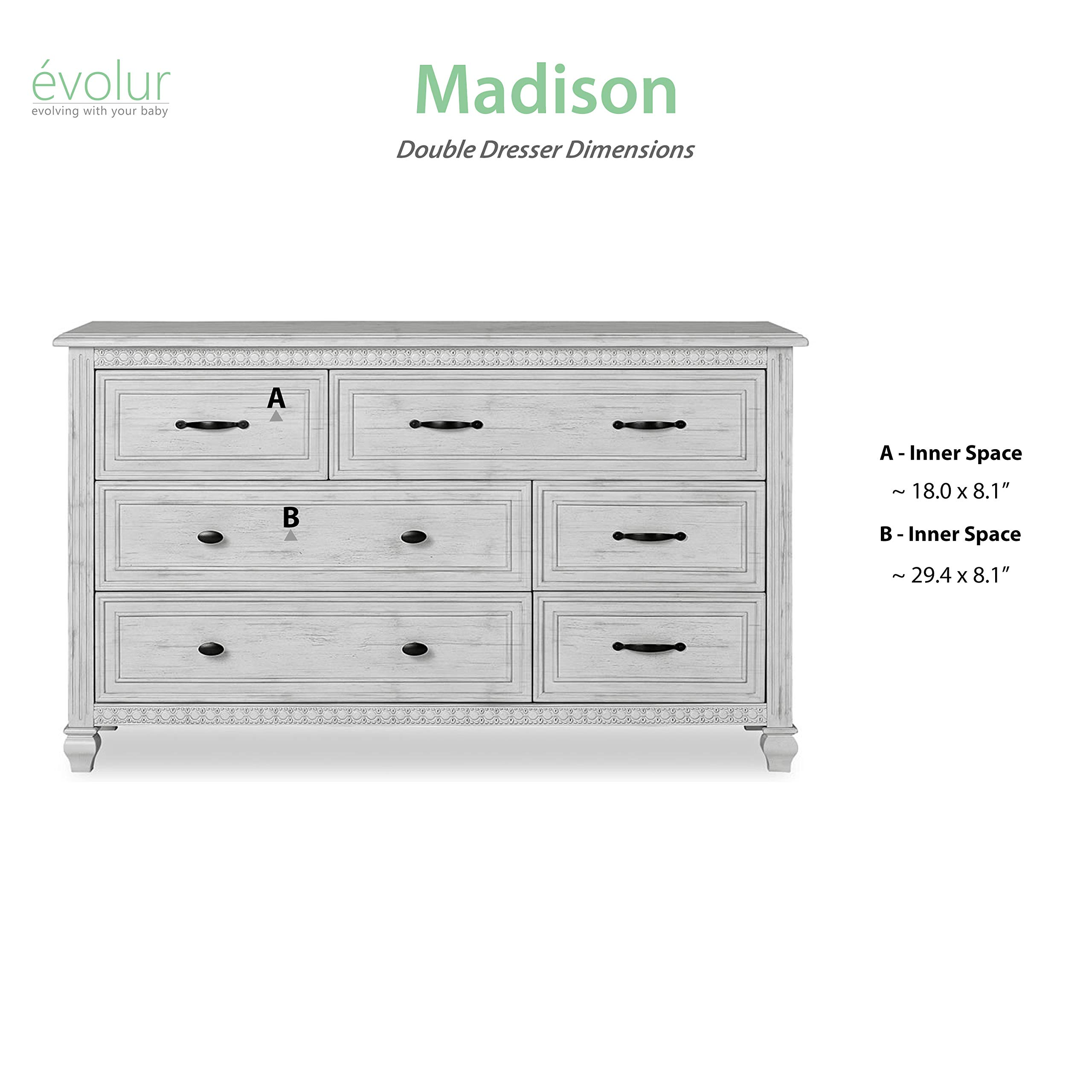 evolur madison double dresser weathered grey