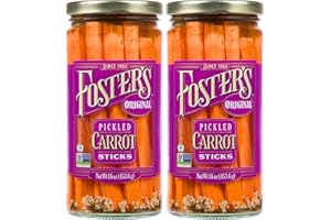 FOSTER'S SINCE 1984 Foster's Pickled Carrots in a Jar, Original, 16oz, 2 Pack, Traditional Pickled Carrot Sticks Recipe for over 40 years, Low Calorie Snack, Gluten Free, Fat and Preservative Free