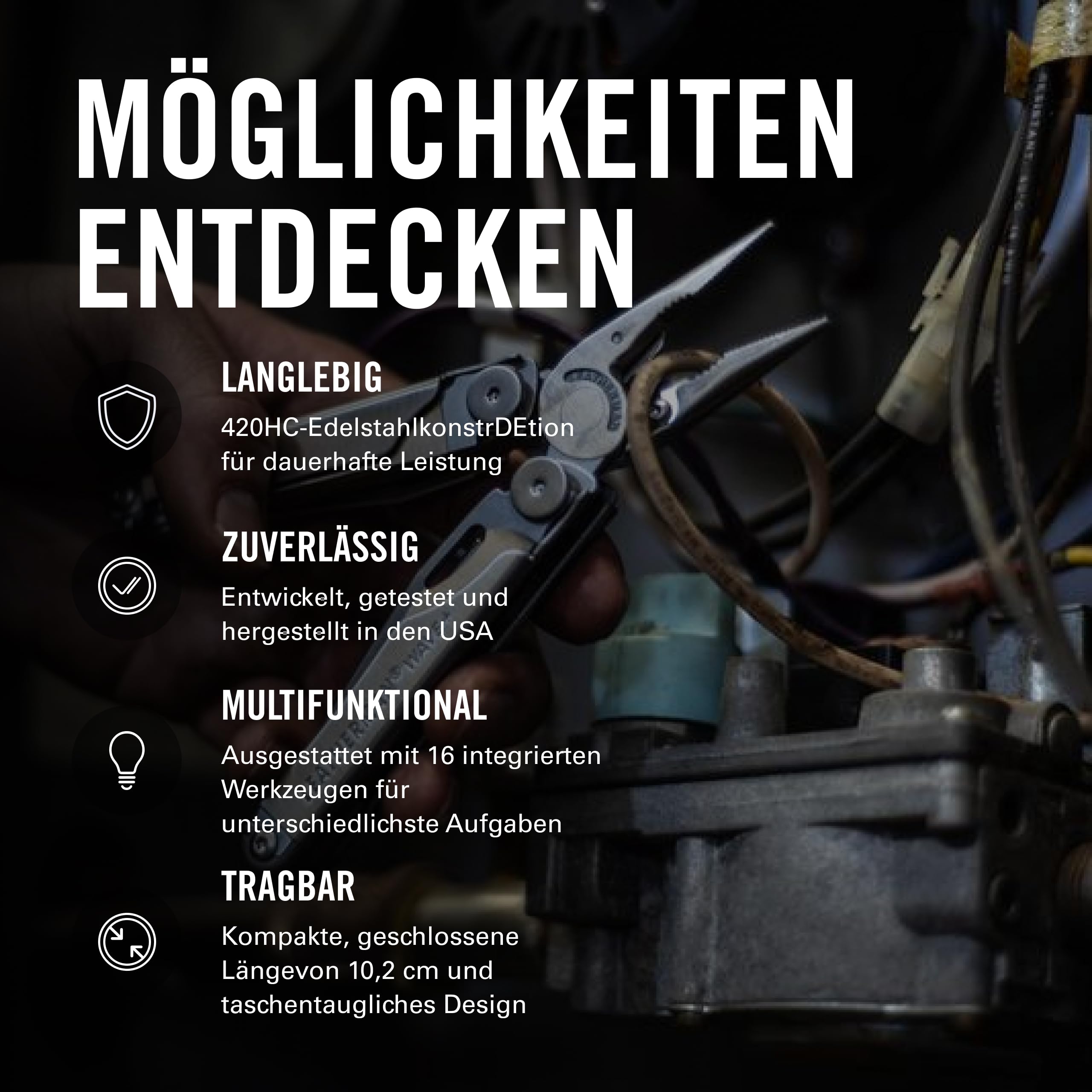Leatherman Wave+ Multi-Tool - 18-in-1 Hochleistungs-Edelstahlwerkzeug mit Klingen, Zangen und Drahtschneidern - Camping Zubehör - Schwarz 4