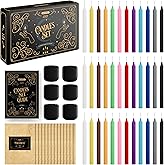 WYSPELL 36 Colored Spell Candles | 5" x 1/2" | Taper Candles Kit for Witchcraft & Decor | 6 Chime Candle Holders | Wiccan Supplies & Candlesticks Set