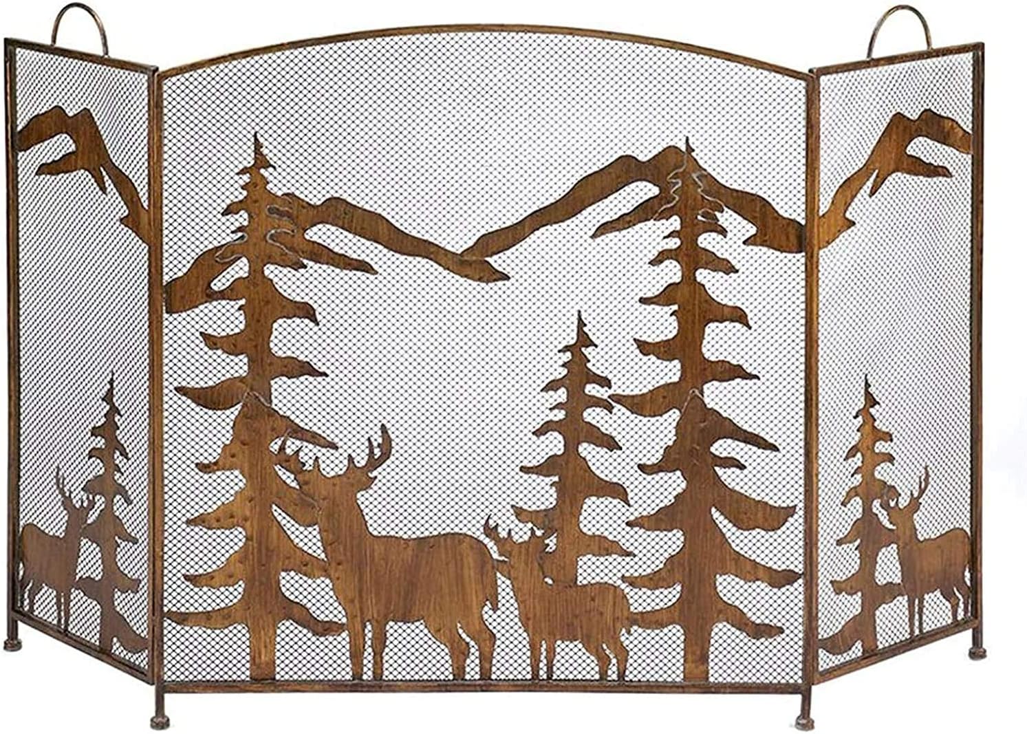 Screens Fireplace Covers Decorative Moose in Forest Metal Fireplace