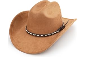BESOOGII Western Cowboy Hat for Women and Men, Unisex Big Wide Brim Felt Hats for Cowboys and Cowgirls
