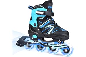 ERNAN Inline Skates,Adjustable Light up Kids Inline Skates, Roller Skates for Boys and Girls,Roller Skates for Kids Youth, Be