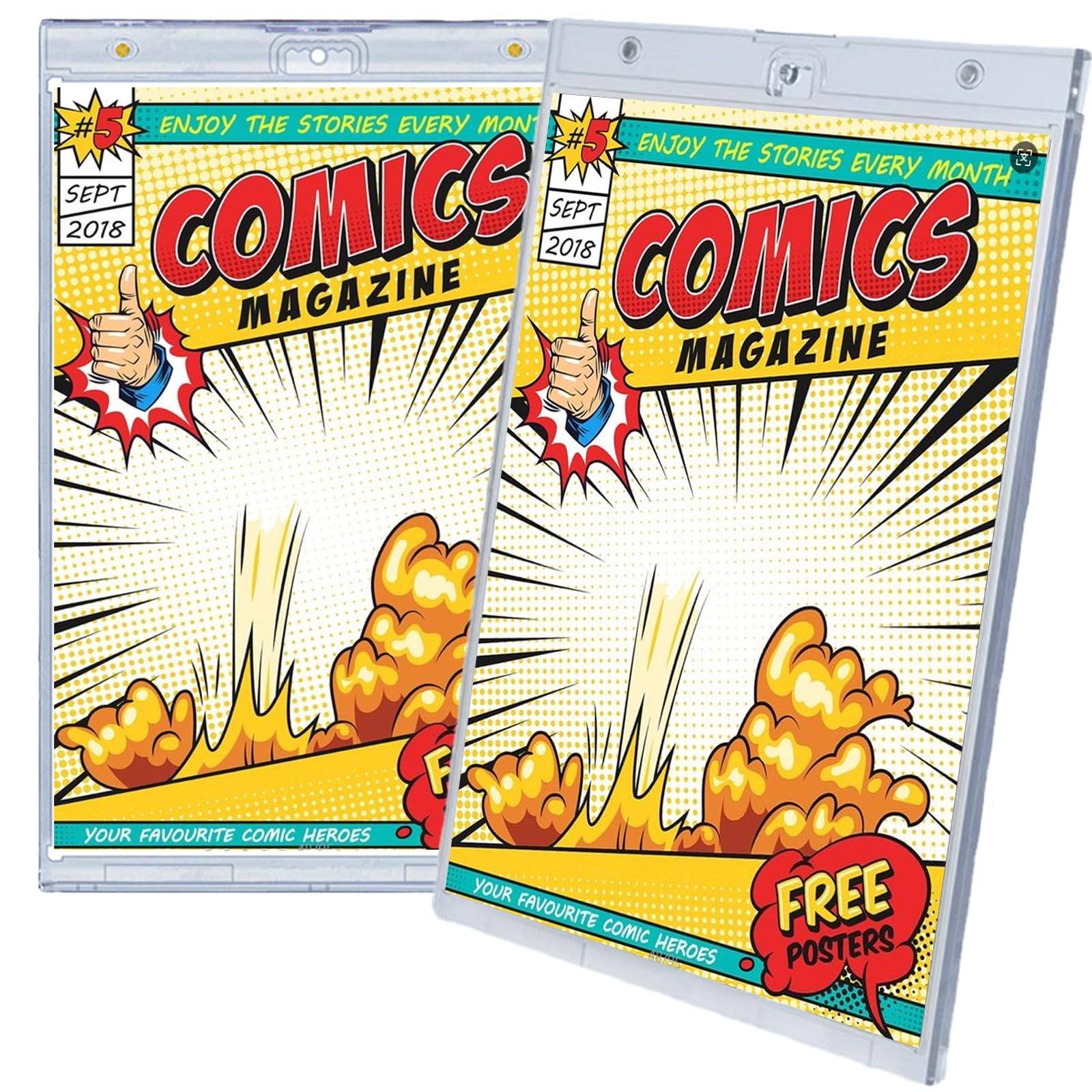 Photo 1 of 2ct Magnetic Comic Book Display Cases?200PT Crystal Clear One Touch Holders, UV Protection Magazine Slab Protectors, Premium Wall Mountable Comic Book Protectors, Iner Size: 7.5"*10.9"