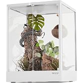 Reptile Terrarium 18"x18"x24" 32 Gallon,Aluminum Frame,Full Glass Tank Enclosure for Small Reptiles, Geckos, Frogs, Lizards, Snakes, Spiders, Turtles, Vertical Rainforest Habitat