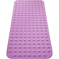 Picture of Yanzifly Bathtub Shower Mat Non Slip 18x40 in Bath Mat for Bathroom Tub Textured Smooth Floor, Silicone Extra Long Massage Bath Tub Mats No Slip Matt Non-Toxic Safe for Elderly & Kids - Light Purple