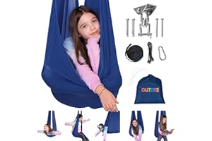 OUTREE Sensory Swing for Kids with 360° Swivel Hanger, Indoor Therapy Swing Great for Autism, ADHD, Sensory Processing Disorder, and Autistic Children (Navy Blue)