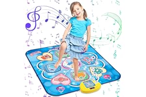 PAFOLO Dance Mat for Toddlers 3-5, Princess Dance Pad Game with 5 Gaming Modes, Dance Toys with LED Lights, Dance Game Toy Gift for Kids Girls Boys, Adjustable Volume, Built-in Music (Blue)