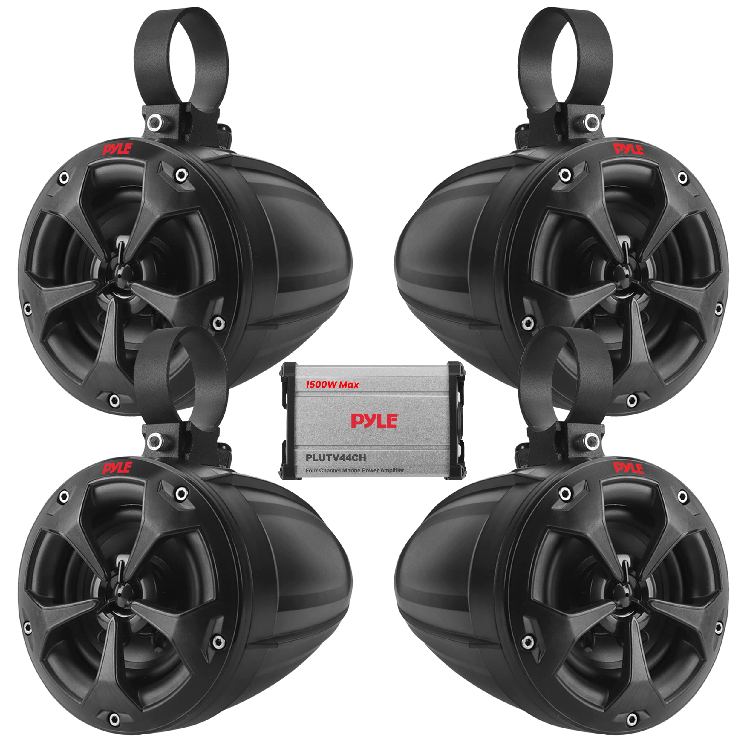 Pyle Waterproof Off-Road Speakers with Amplifier 4-Inch Marine