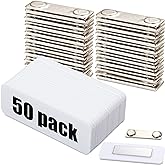 Henoyso 50 Sets 1 x 3 Inch Magnetic Name Tags Blank Magnetic Badge Holder Bulk Acrylic DIY Badges with Adhesive Tape Custom White Printable for Jacket Shirts Supplies