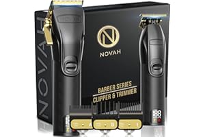 NOVAH GROOMING Novah® Professional Hair Clippers for Men, Professional Barber Clippers and Trimmer Set, Mens Cordless Hair Clipper for Barbers Haircut Fading Kit Fade - Gold