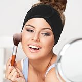 Belle Vous 10 Pack Black Spa Facial Headbands Non-Slip Makeup Wrap Terry Cloth view 6