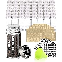 SWOMMOLY 48 Glass Spice Jars with 713 Spice Labels, Chalk Marker and Funnel Complete Set. 48 Square Glass Jars 4OZ…
