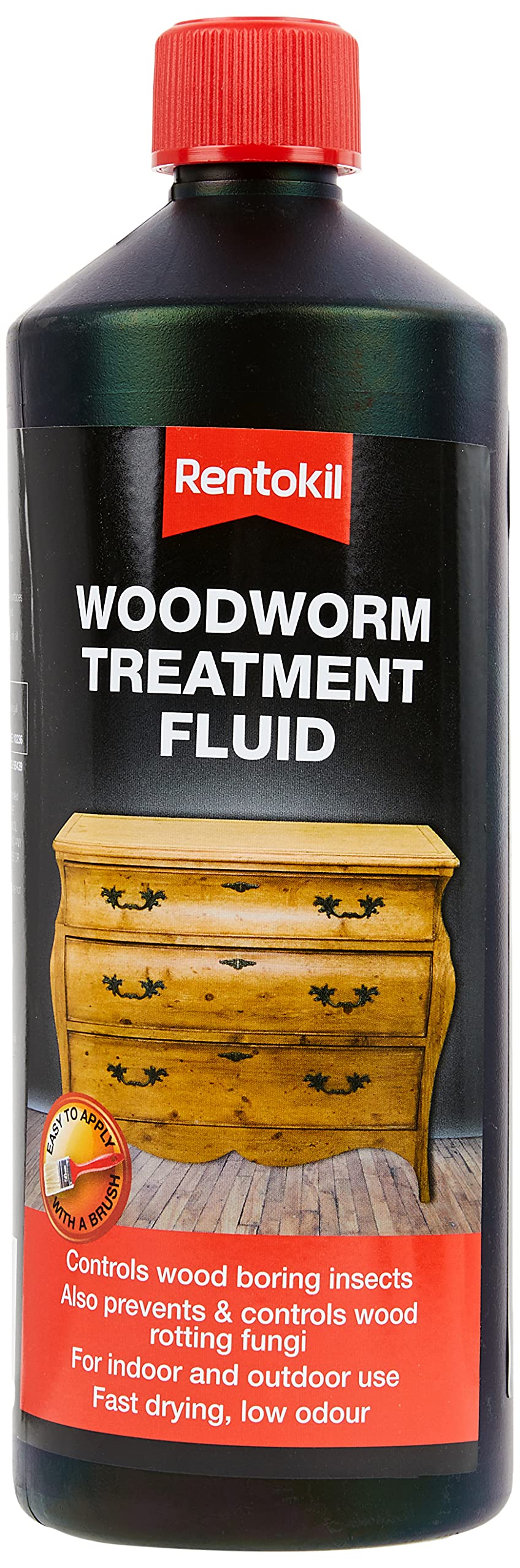 Rentokil PWT100 Woodworm Treatment Fluid, Black, 1 Litre