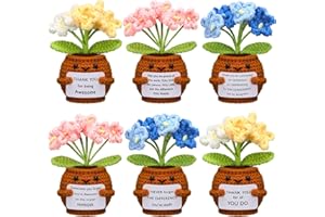 Wavwavw 6 Pcs Employee Appreciation Gifts Bulk, Christmas Xmas Gifts for Coworkers, Thank You Positive Handmade Crochet Doll with Encouraging Card for Coworker Office Staff(Forget Me Not)