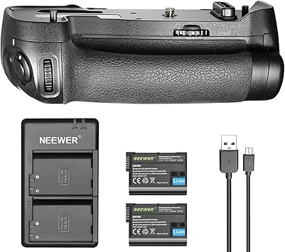 Amazon Com Neewer Battery Grip Replacement For Nikon Mb D17 For Nikon D500 With 2 Pack 7 0v 2100mah Nikon En El15 Replacement Rechargeable Li Ion Battery And Dual Charger Black Camera Photo