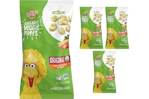 Earth's Best Organic Veggie Puffs for Toddlers 2 Years Old and Up, Original Flavor, 1.55 Ounce Bag (Pack of 4)