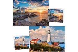 WISHDIAM 2 Pack Puzzles for Adults 1000 Pieces Lighthouse Puzzles, Jigsaw Puzzles for Adults 1000 Pieces and up, Puzzles Gifts for Women & Mom & Teacher, Valentines Day Gifts