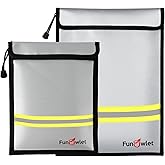 Fireproof Waterproof Money Document Bag - 2 Pack Safe Upgraded Zipper Bags, Fire & Water Resistant Storage Organizer Pouch for A4 A5 Documents Holder,File,Cash,Jewelry,Passport,Tablet,Laptop (Gray)