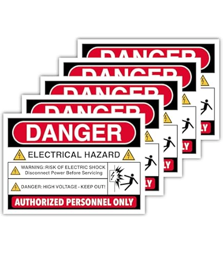 Haobase 2 Pcs Danger - Electrical Hazard Sign Stickers - Self Adhesive Vinyl 150 Mm X 200 Mm