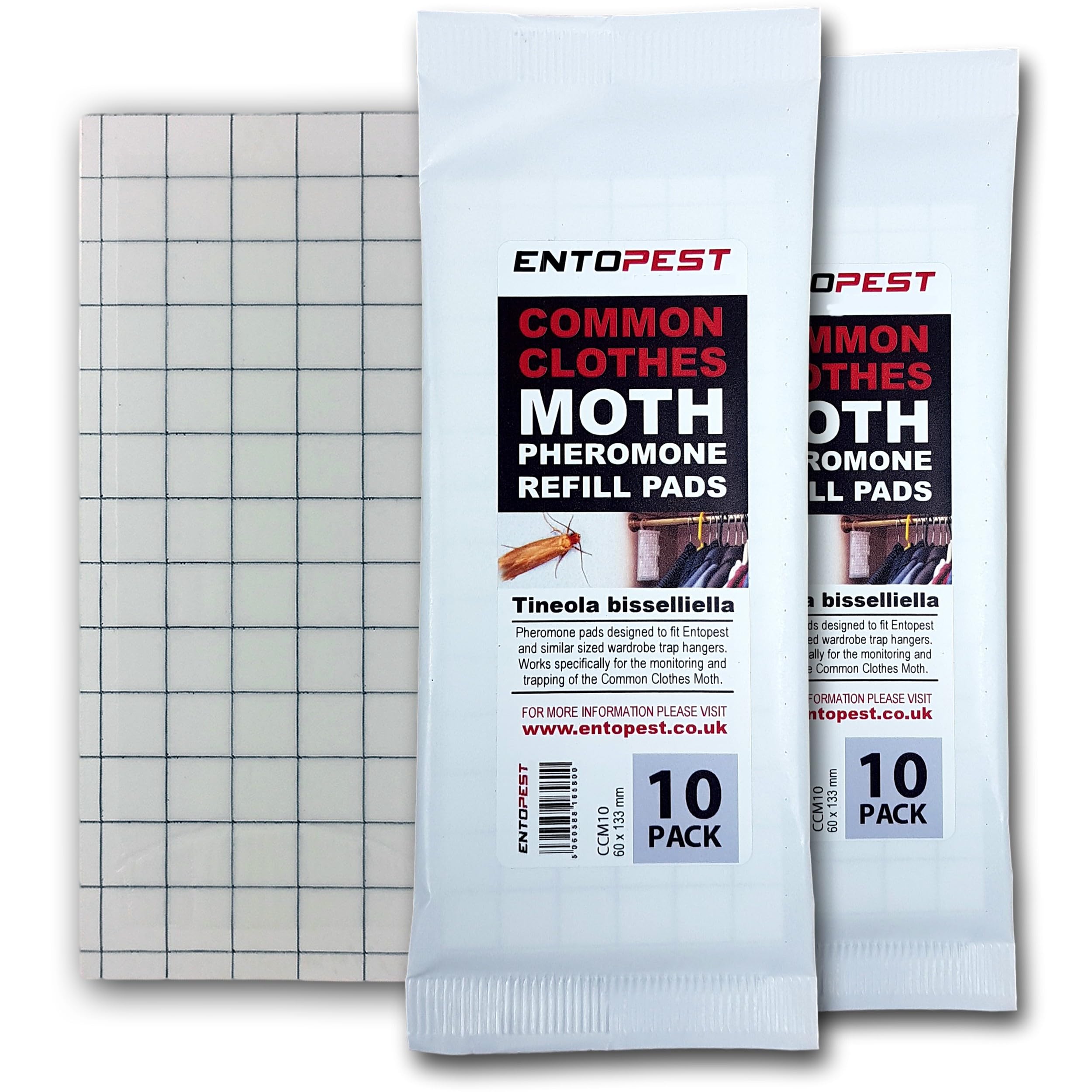 Entopest 19 -Pack Clothes Moth Monitoring Peds – Refill for Room & Wardrobe Hanger Units – For Detection of Tineola bisselliella