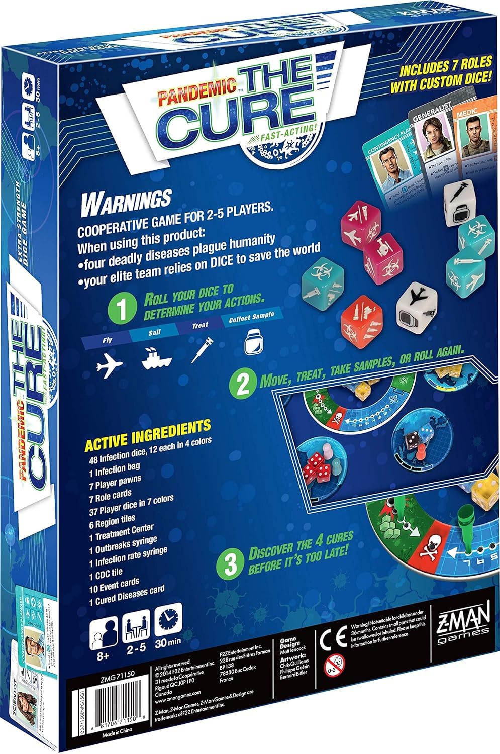 Pandemic The Cure Board Game - Roll the Dice to Save Humanity! Cooperative Strategy Game for Kids and Adults, Ages 8+, 2-5 Players, 30 Minute Playtime, Made by Z-Man Games