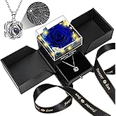 Lebana Preserved Blue Real Rose -Eternal Flowers Rose Birthday Gifts for Her Mom Wife Girlfriend Grandma on Valentines Mothers Day Christmas Anniversary Romantic-Blue