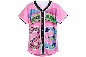 Amzdest 90s Clothing for Women,Unisex Hip Hop Outfit for Party,Bel Air Baseball Jersey,Short Sleeve Button Down Shirt